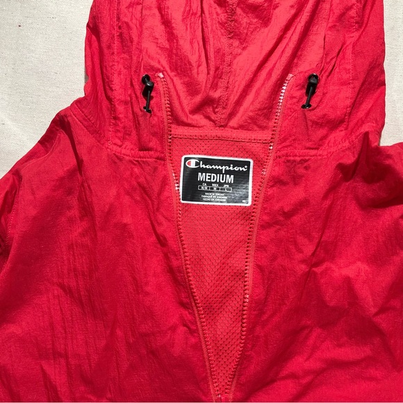 Men’s Red Champion Retro Hooded Pullover Wind Breaker Size Medium - Picture 3 of 4